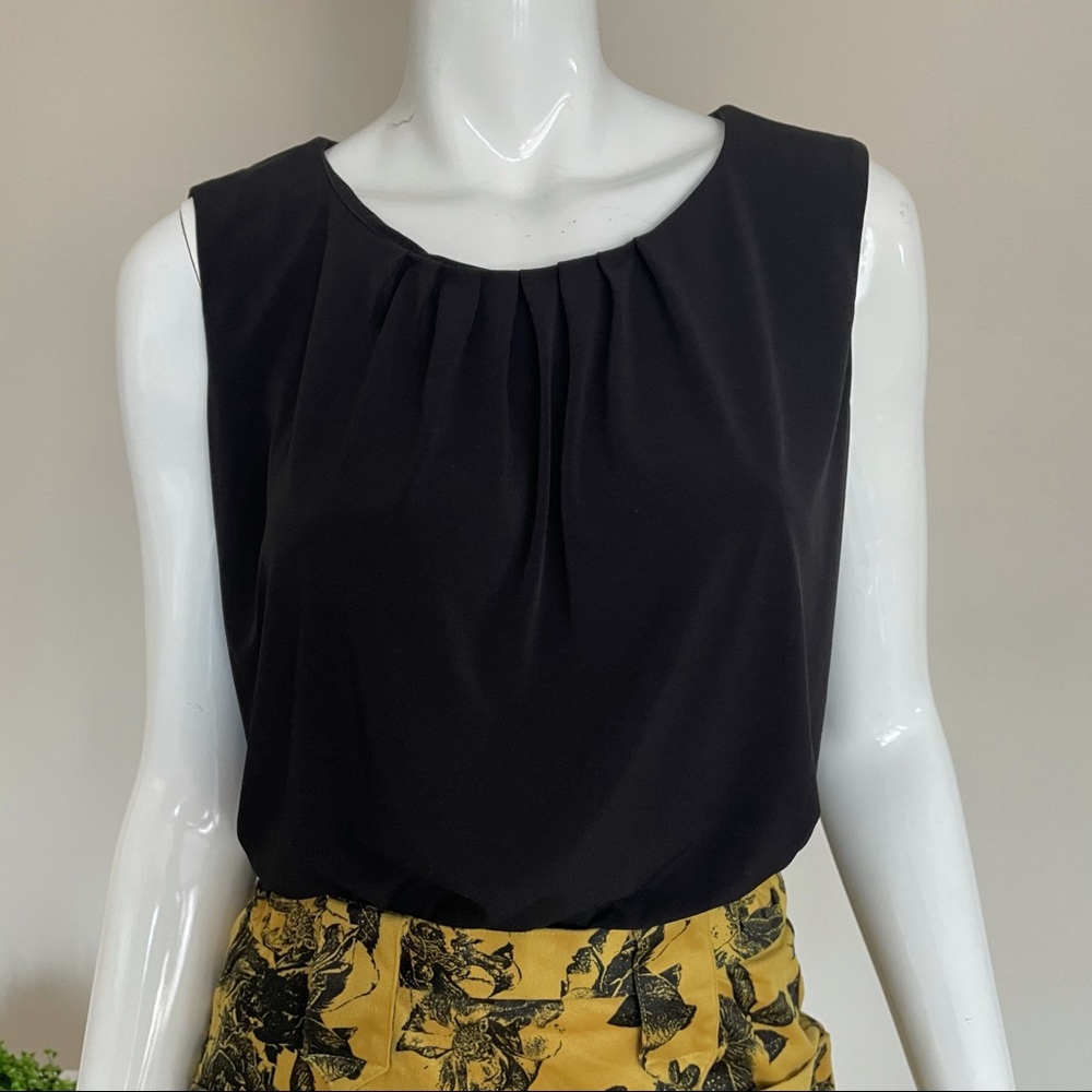 CALVIN KLEIN Sleeveless Boat Neck Black Top Blouse S/M
